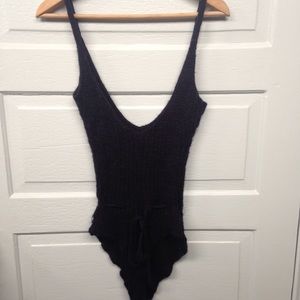 Capezio 80s vintage knit angora blended leotard SM